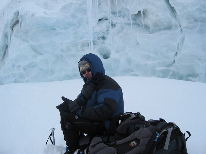 Carsten on the route to Camp II -- just below the 