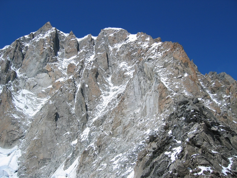 Mont Maudit and Arête Kuffner seen from the Fourche Hut