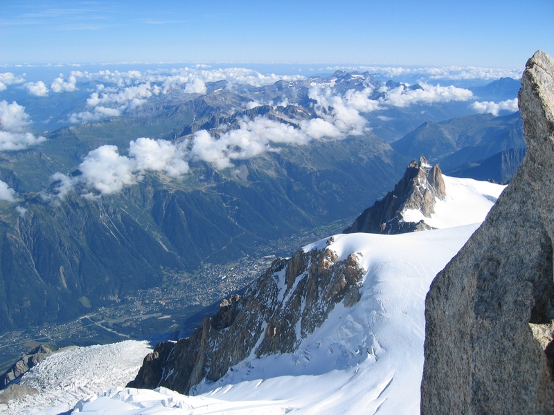Chamonix and Aig. du Medi seen from the summit of Mont Maudit